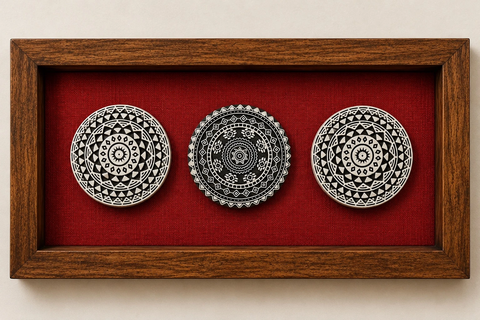 Hand-painted wooden cabinet with tile-motif doors