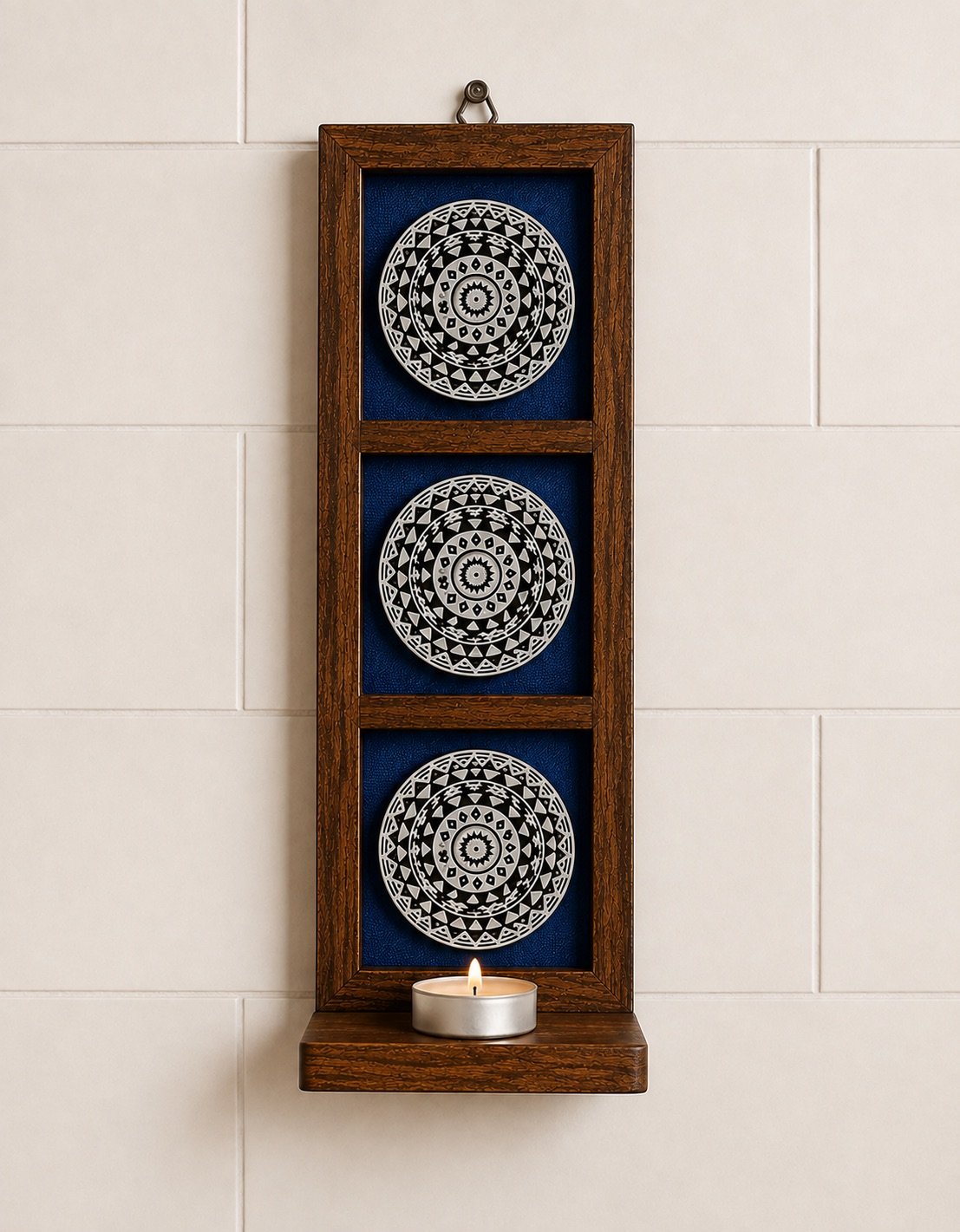Alpana Roundels Tealight Wall Shelf — Blue