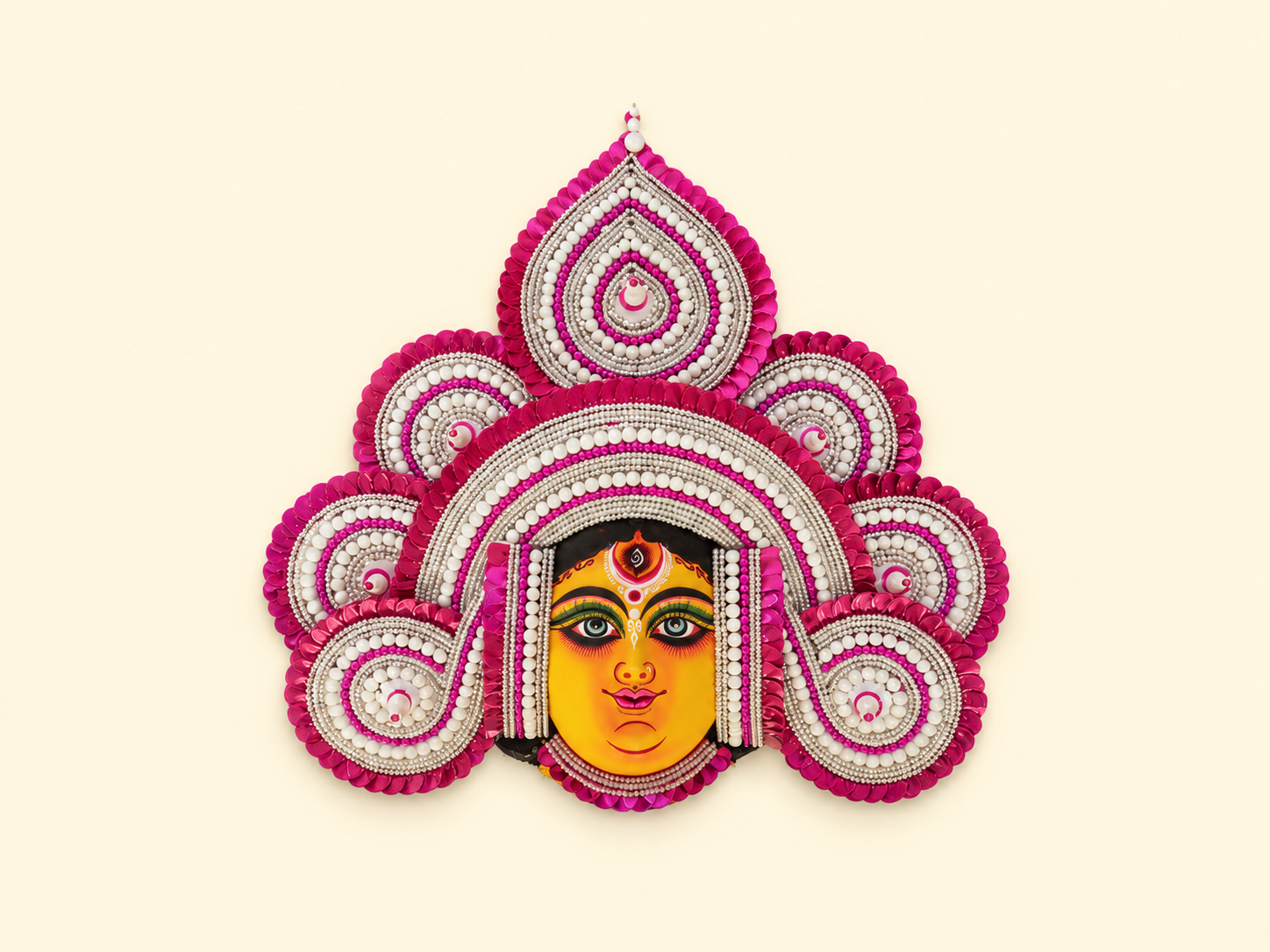 Devi Durga Chhau Mask — Pink Crown
