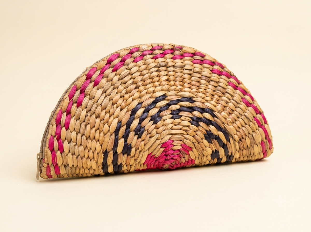 Half-Moon Woven Clutch Purse