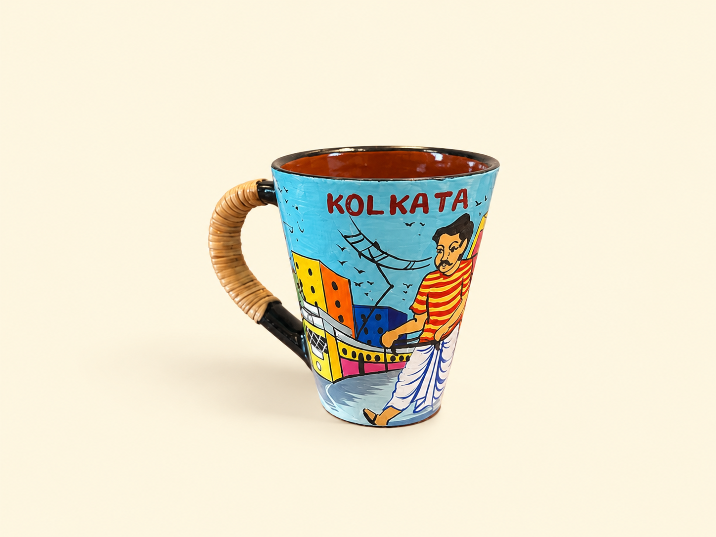 Hand-Painted Terracotta Mug — Kolkata