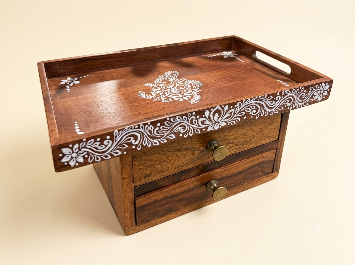 Hand-painted Wooden Serving Tray