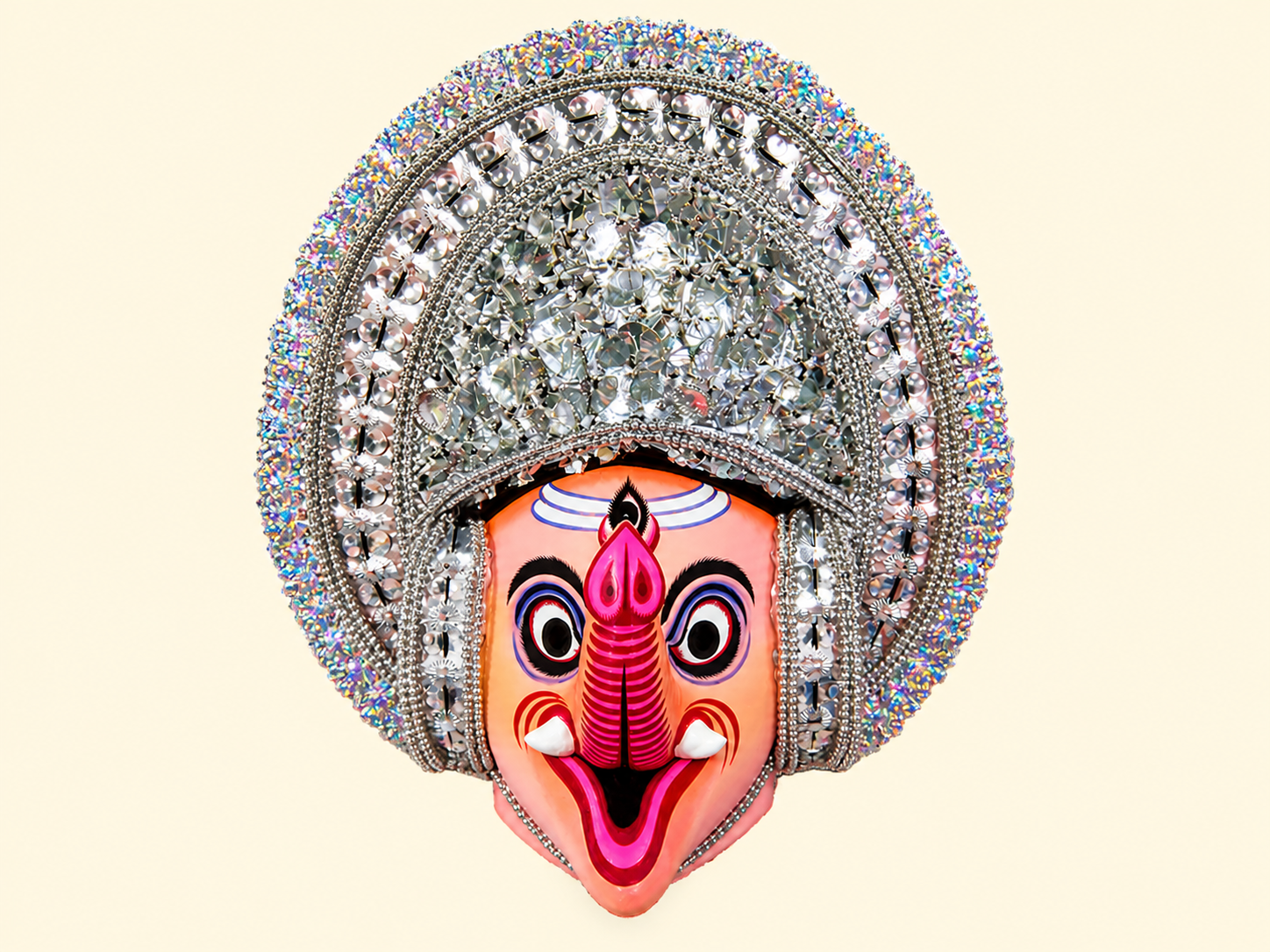 Lord Ganesha Chhau Mask — Silver Crown