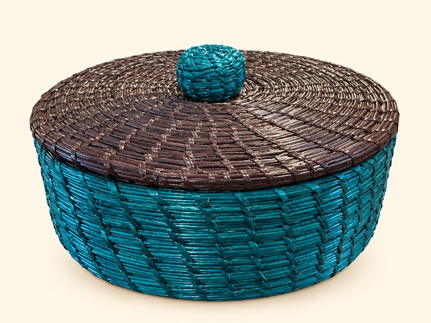Sikki Grass Roti Box — Teal with Brown Lid