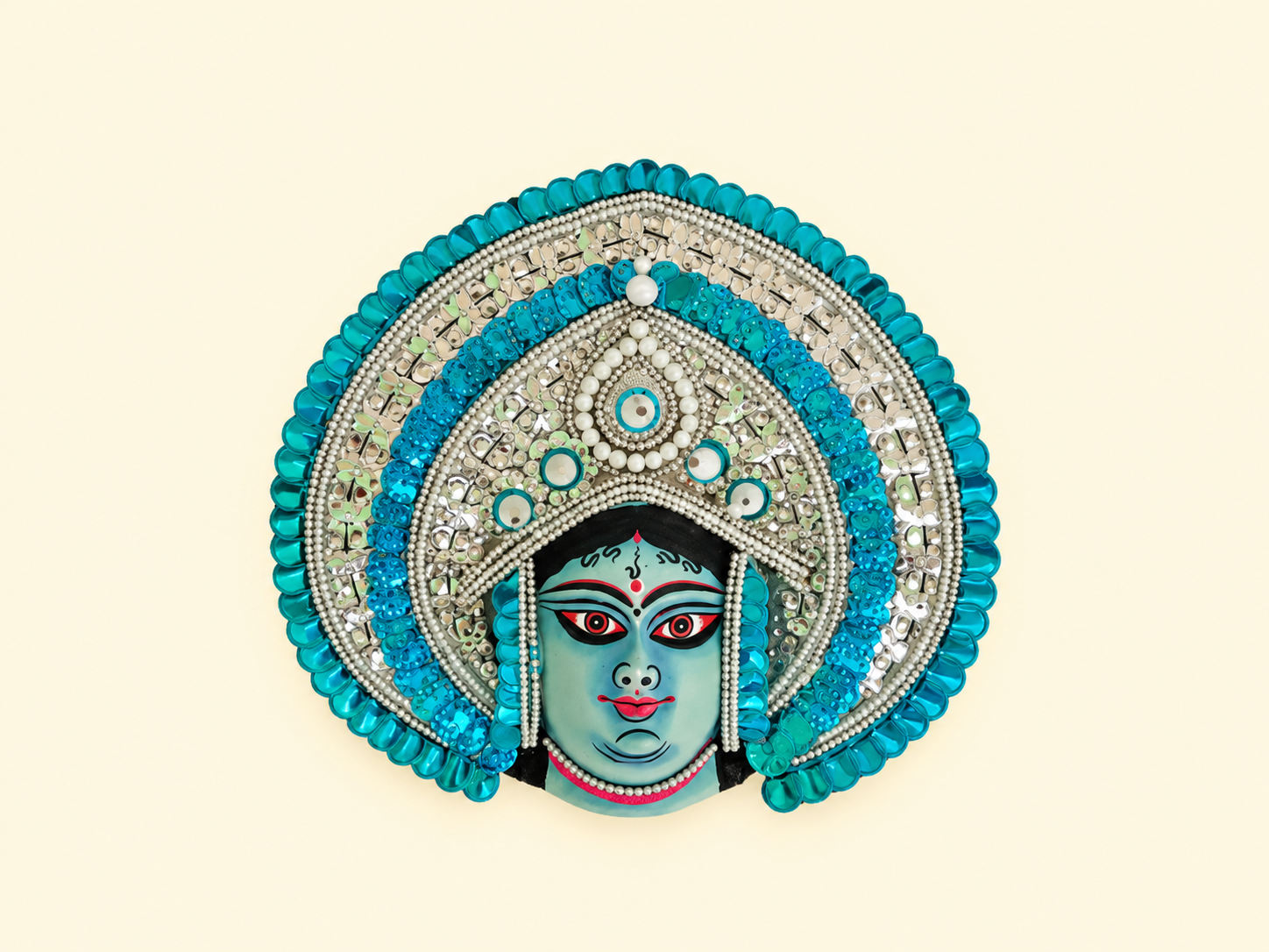 Turquoise-Faced Chhau Mask